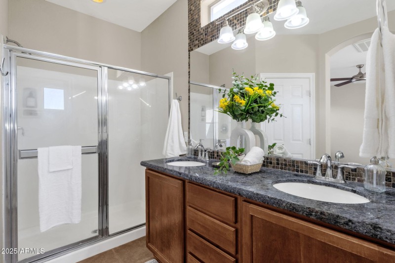 Dual vanity plus shower