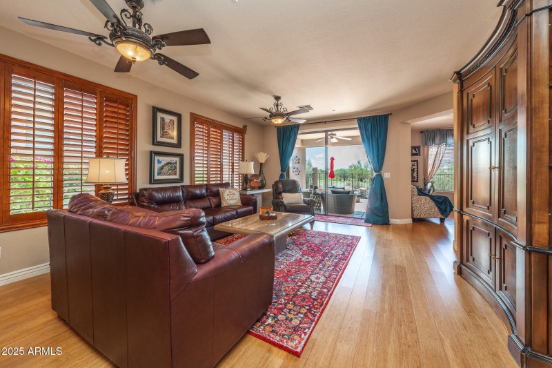 Living room with sliding door