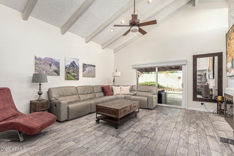 Vaulted ceilings in great room