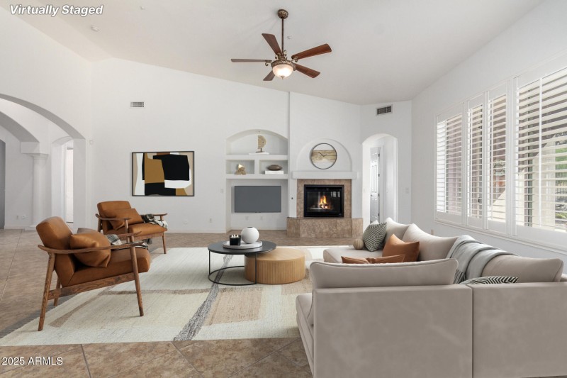 Great room - virtually staged