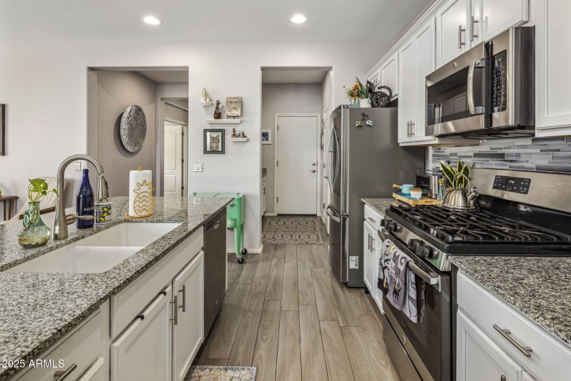Kitchen towards garage