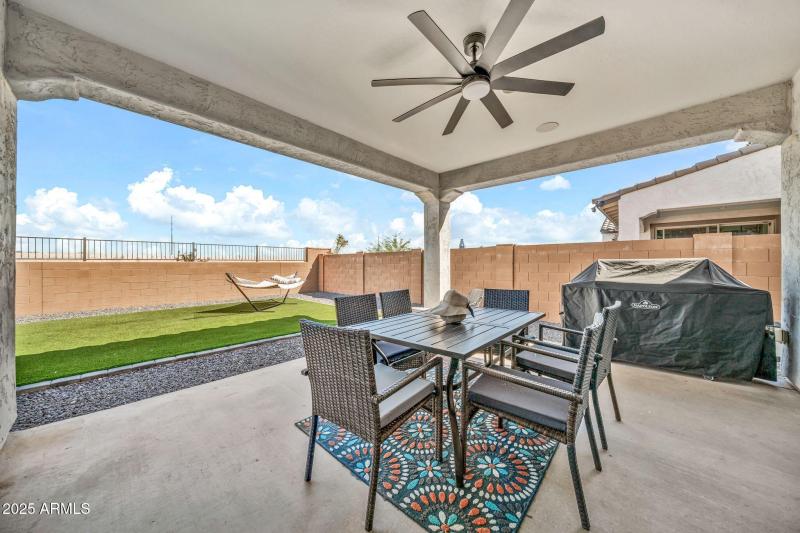 Big backyard with covered patio
