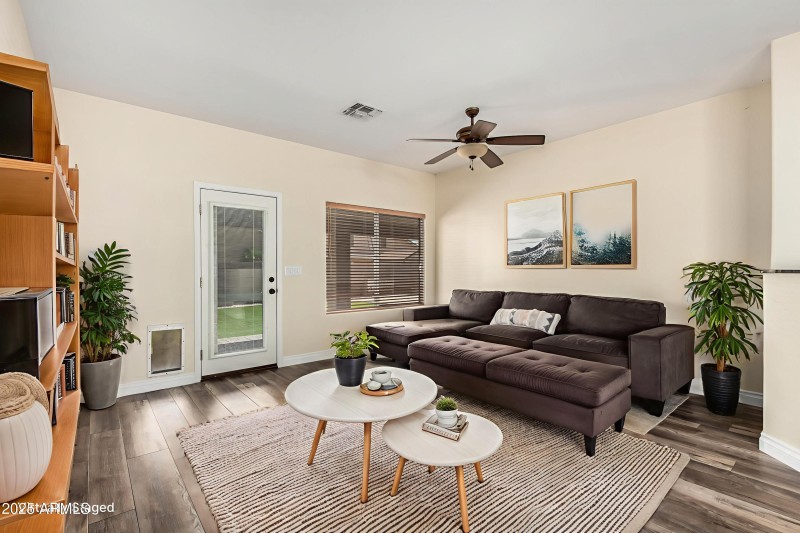 Family room staged