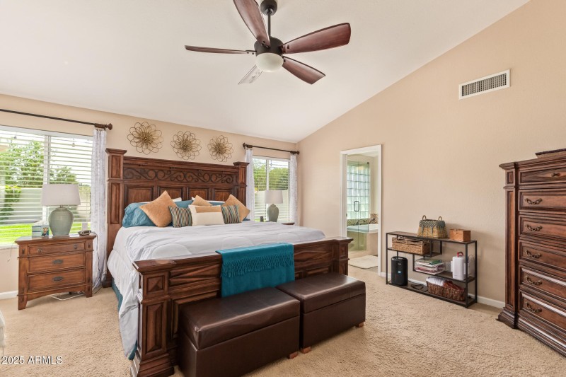 Master bedroom showing bathroom door