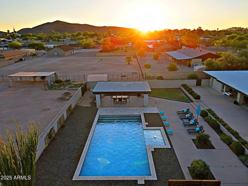 Evening pool aerial