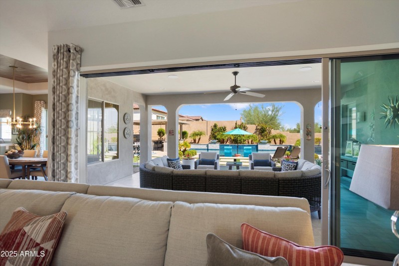 MULTI-PANE SLIDERS OPEN to Patio