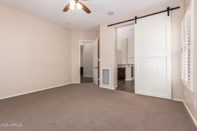 Barn Door to primary bathroom