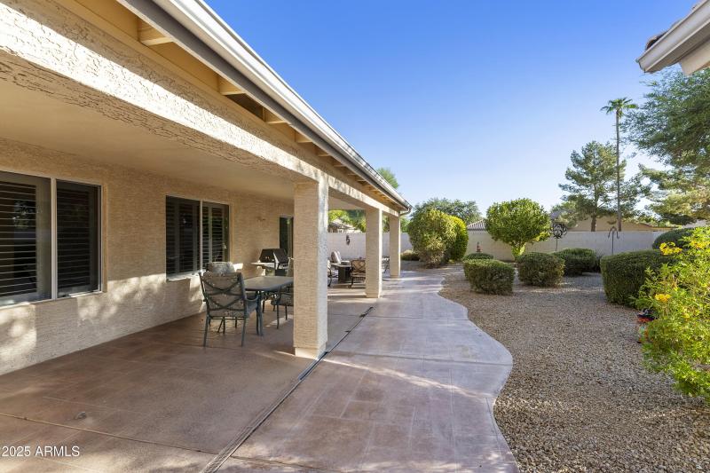 Covered patio and back yard