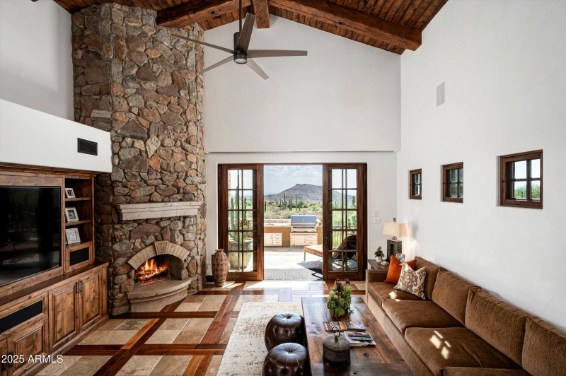 Family Room Stone Fireplace