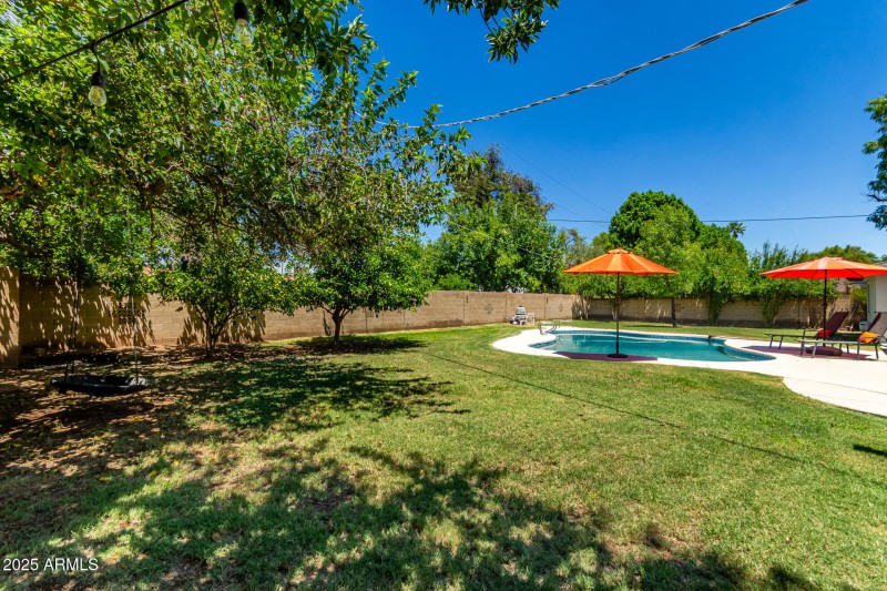 Backyard with fruit trees