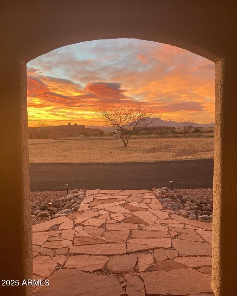 sunset out the front door