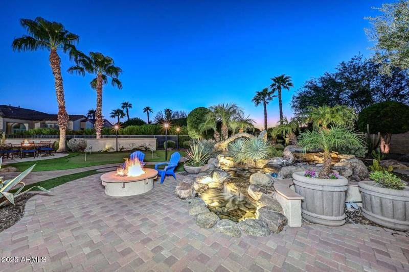 Night-Water Feature-Backyard