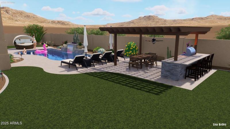 Rendering: Pool with shade structure