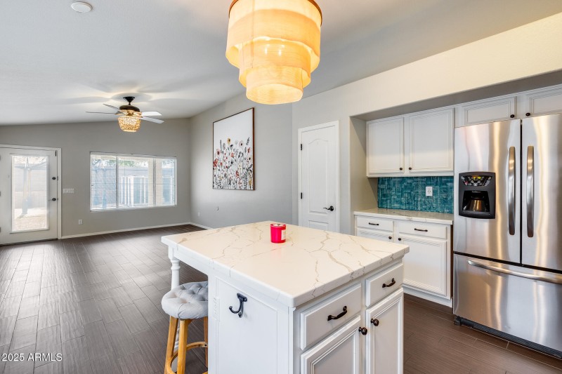 Kitchen opens to family room
