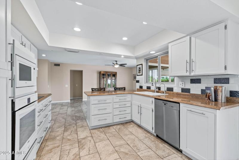Kitchen towards Dining and Hall
