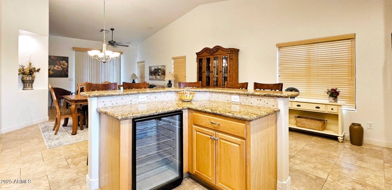 wine fridge in island