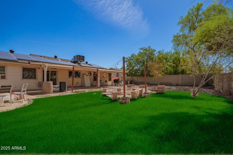 Backyard Virtually Staged with Grass