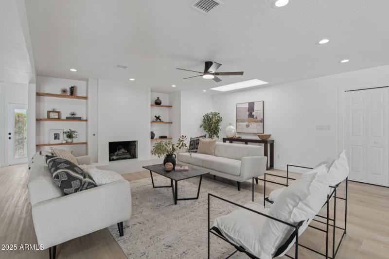 Fireplace and skylight