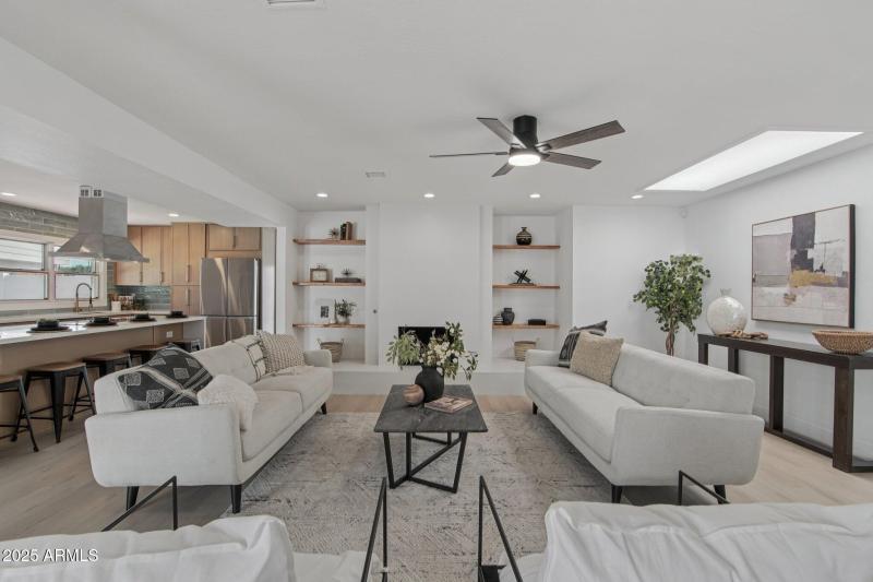 Open concept with new fireplace