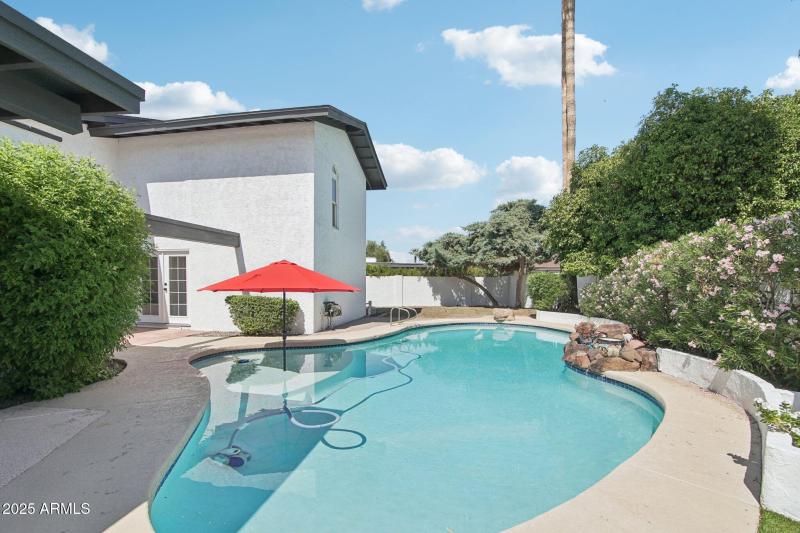 Pool shaded in afternoon sun