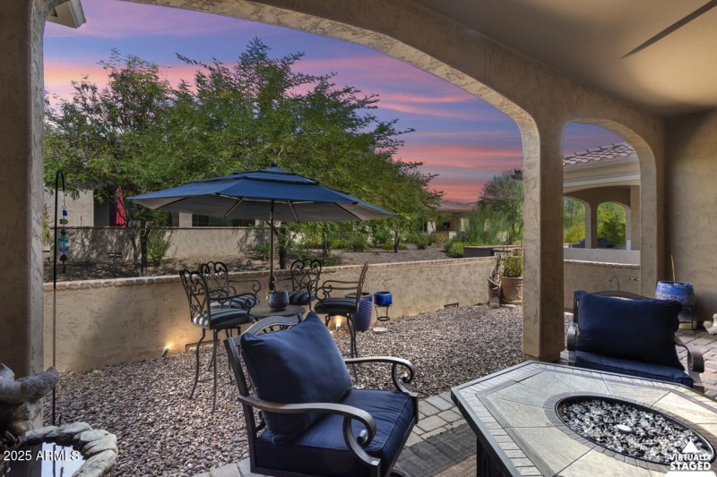 Tucked-in patio