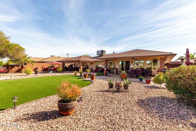 Completely finished golf course backyard