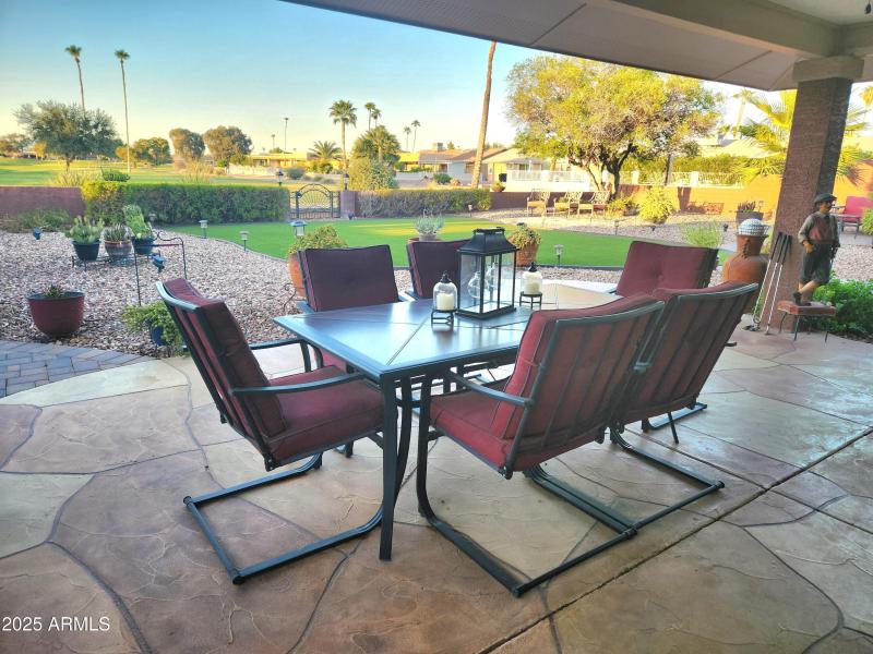 One of many outdoor seating areas