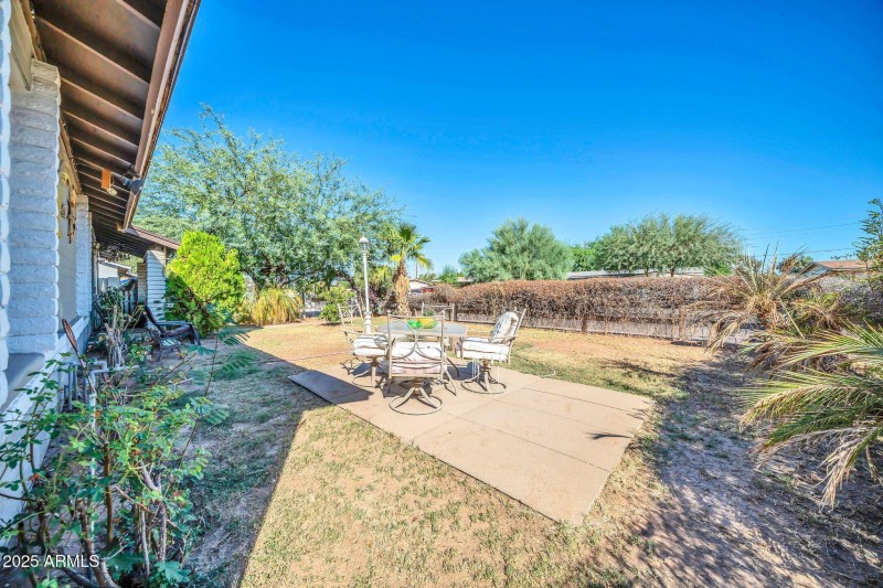Grass and outdoor seating area