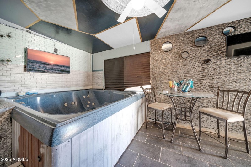Hot tub on patio