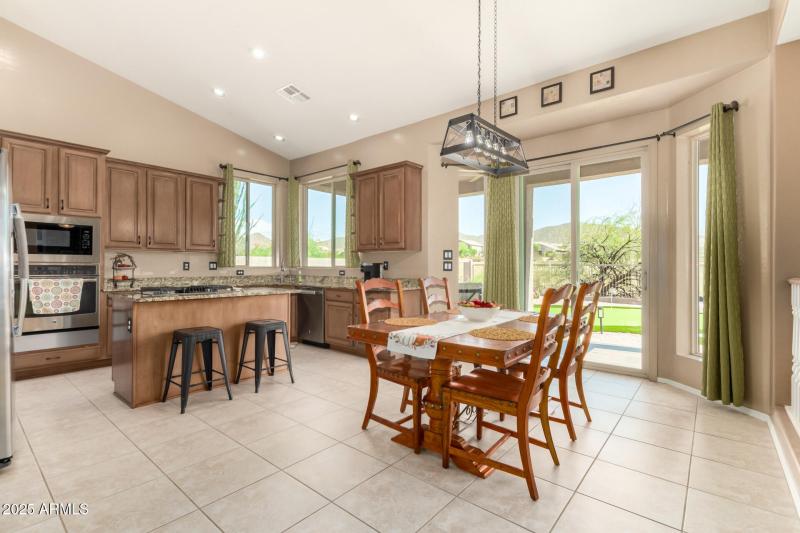 Spacious kitchen with golf course view