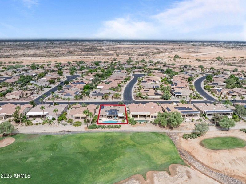 Areal of home on golf course