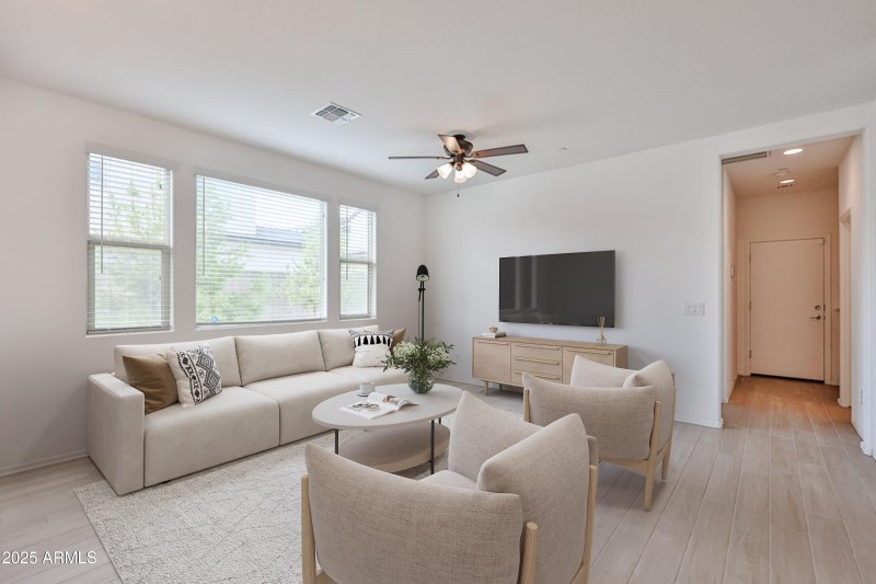 Living room virtually staged