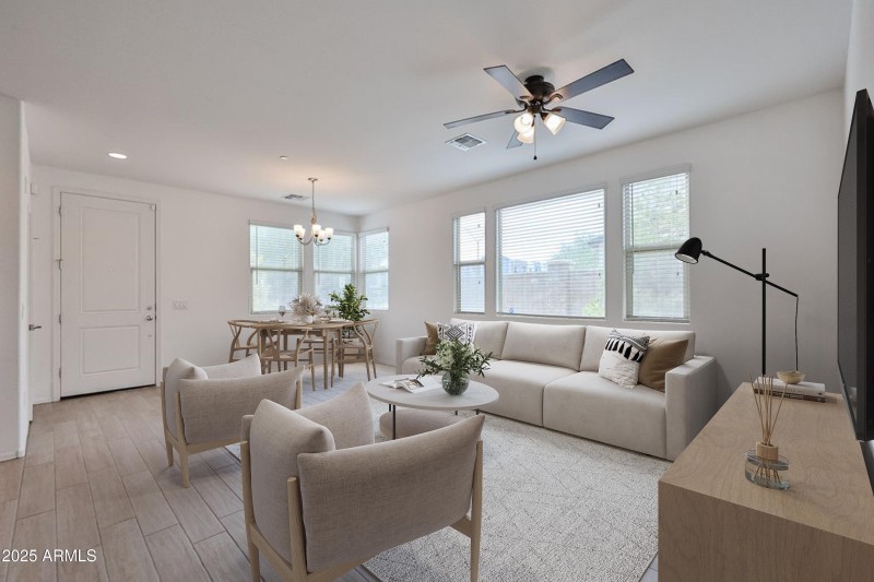 Living & dining virtually staged