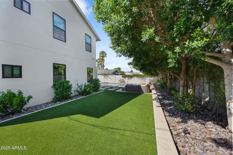 Synthetic grass side yard