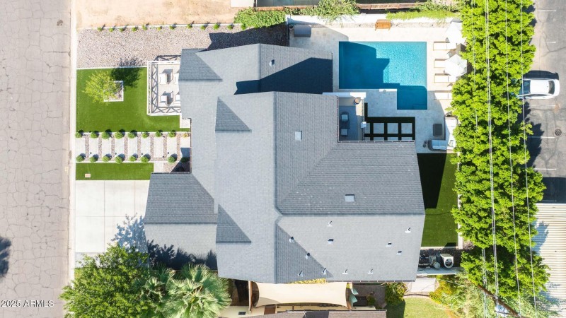 Drone view of property