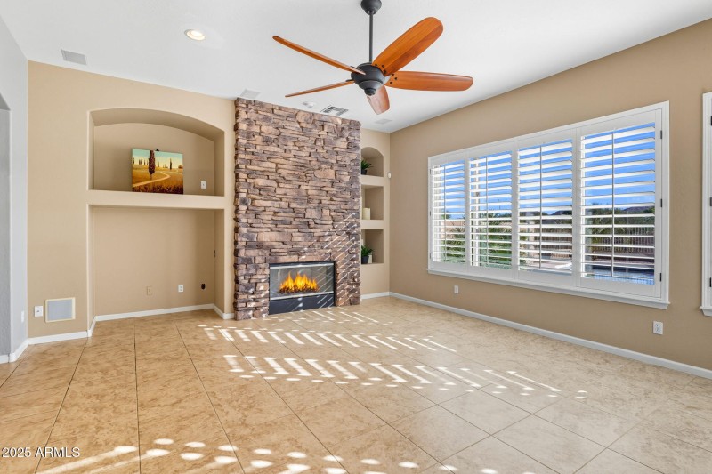 Media Wall & Stone Fireplace