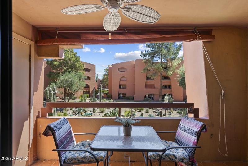 Patio with cactus garden view