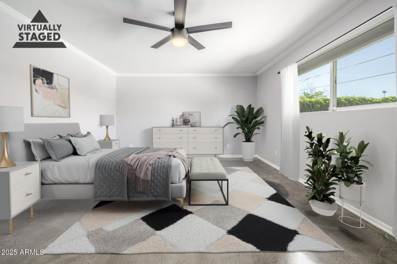 Staged primary Bedroom