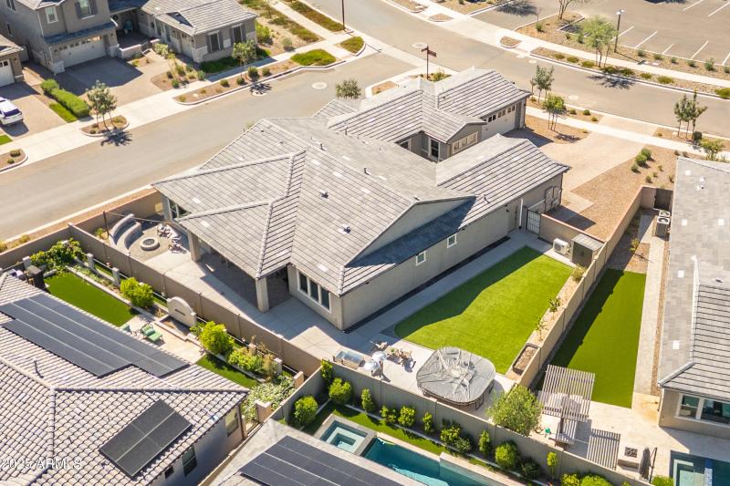 aerial view of back yard