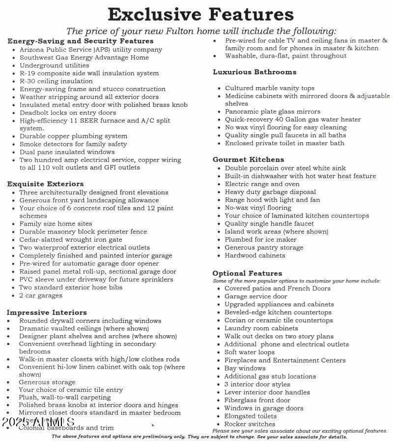 Builder feature sheet