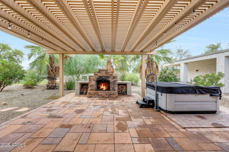 Fireplace on back patio
