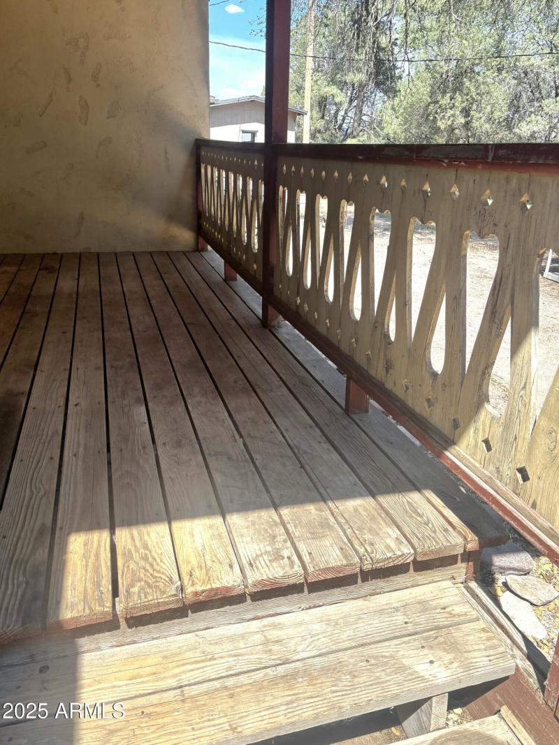 Back Covered Porch Steps & Railing