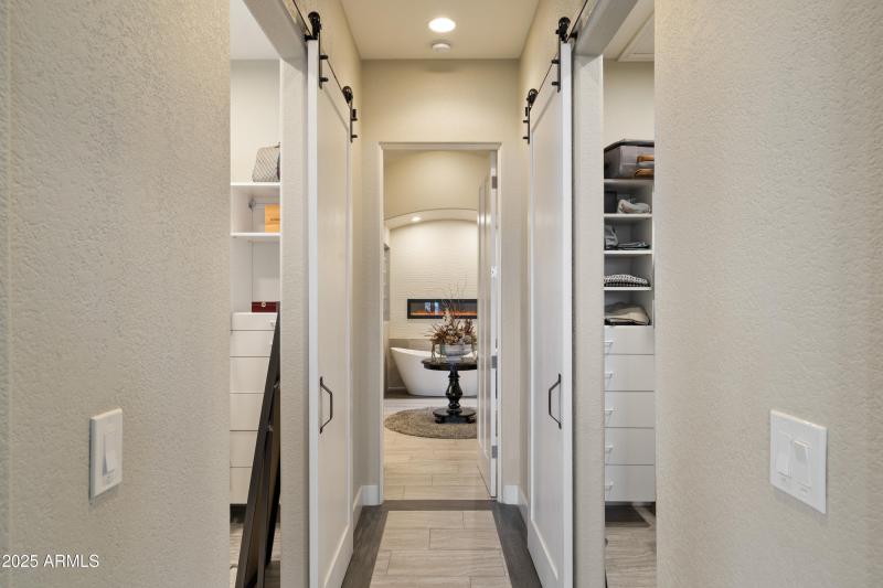 Double closets with barn doors