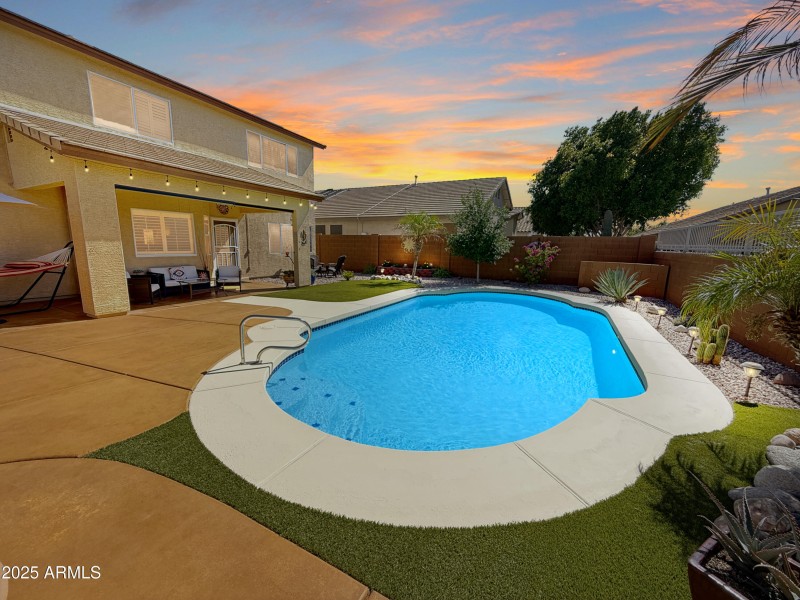 Resort-Style Pool at Sunset