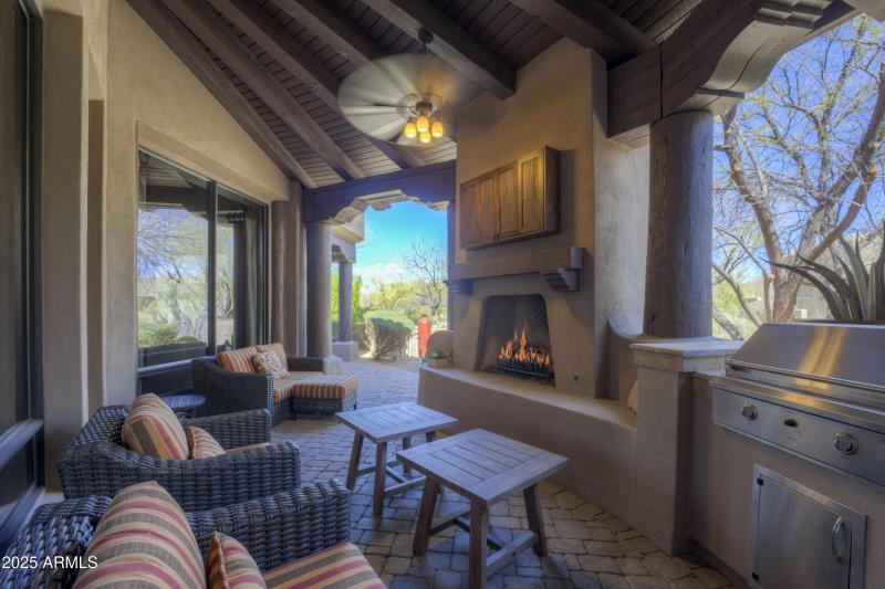 Patio seating fireplace