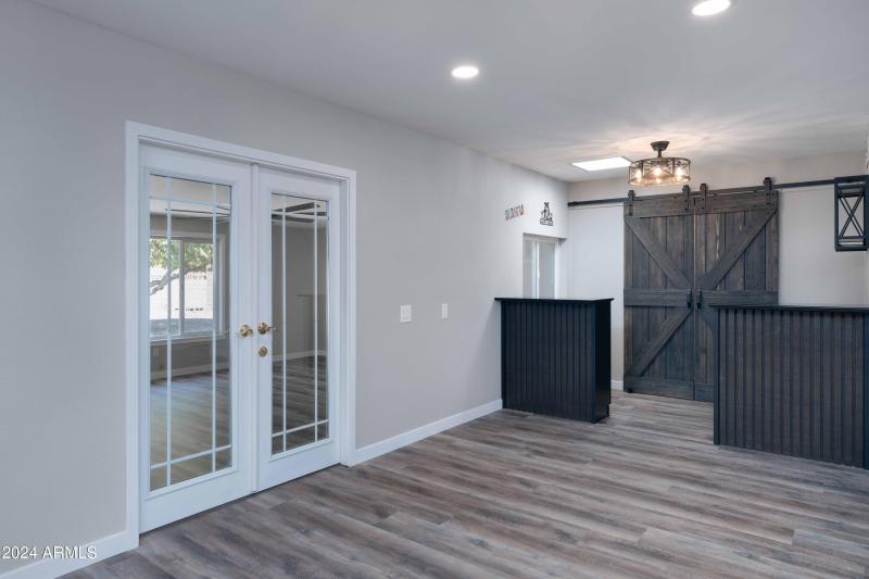 Designer Bar with Barn Doors