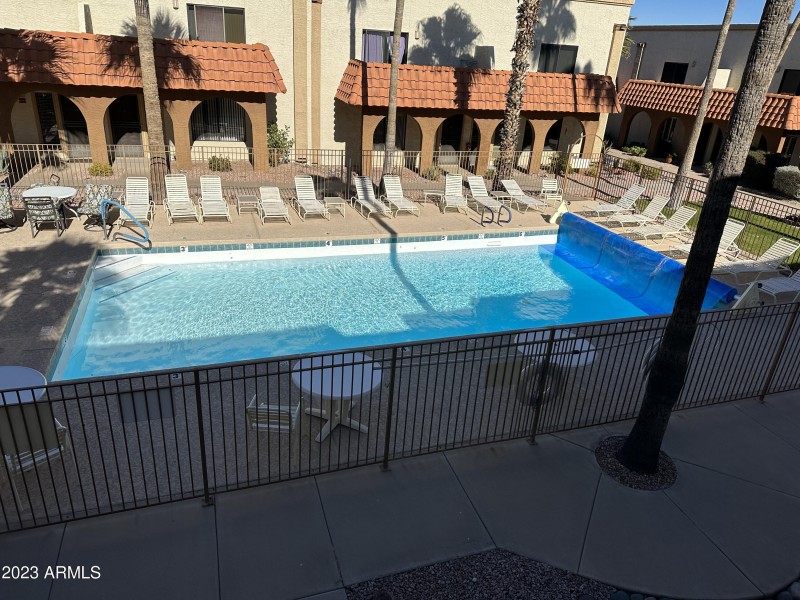 View of pool from balcony