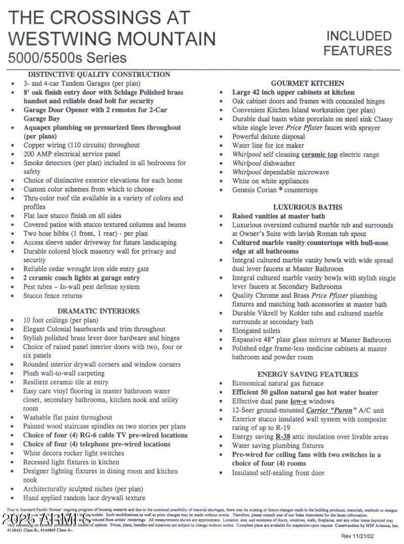 Builder Feature Sheet