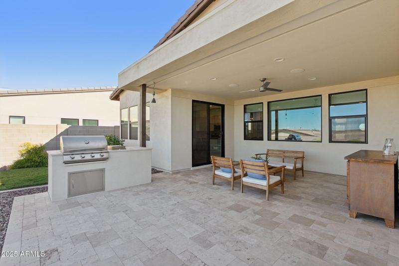 Travertine lines the outdoor spaces