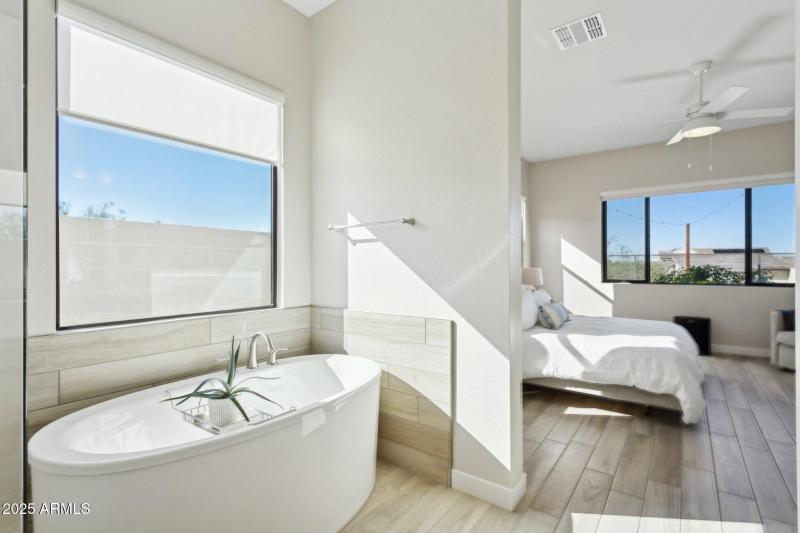 Primary bath to bedroom view